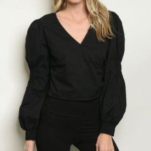 Black Modern Wrap Top